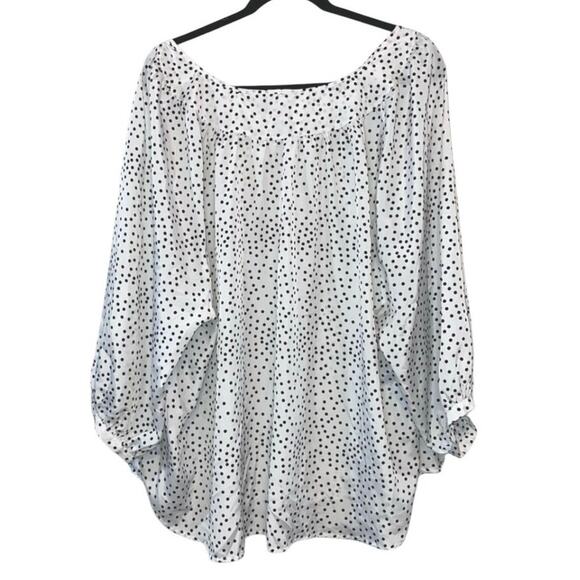 Sunny Leigh White & Black Polka Dot Button Down Flowy Blouse - Picture 4 of 6
